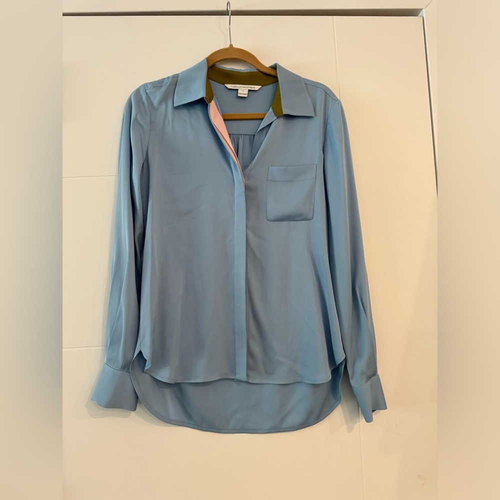 DVF baby blue silk top